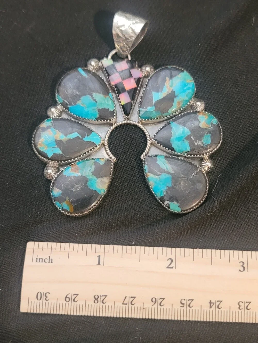 Naja Sonoran Gold Turquoise Sterling Silver Pendant - Picture 5 of 9
